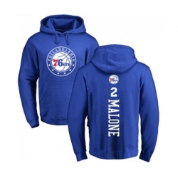 Philadelphia 76ers #2 Moses Malone Royal Blue Backer Pullover Hoodie
