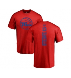 Philadelphia 76ers #13 Wilt Chamberlain Red One Color Backer T-Shirt