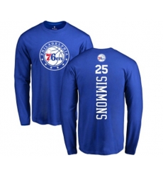 Philadelphia 76ers #25 Ben Simmons Royal Blue Backer Long Sleeve T-Shirt