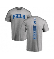 Philadelphia 76ers #5 Amir Johnson Ash Backer T-Shirt