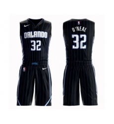 Orlando Magic #32 Shaquille ONeal Swingman Black Basketball Suit Jersey Statement Edition
