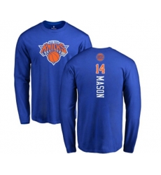 New York Knicks #14 Anthony Mason Royal Blue Backer Long Sleeve T-Shirt