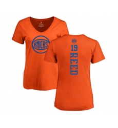 New York Knicks #19 Willis Reed Orange One Color Backer Slim-Fit V-Neck T-Shirt