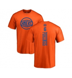 New York Knicks #6 Kristaps Porzingis Orange One Color Backer T-Shirt