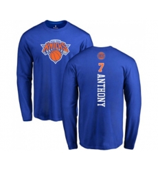 New York Knicks #7 Carmelo Anthony Royal Blue Backer Long Sleeve T-Shirt