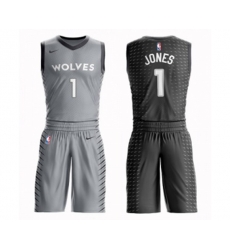 Minnesota Timberwolves #1 Tyus Jones Swingman Gray Basketball Suit Jersey - City Edition