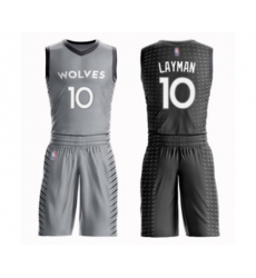 Minnesota Timberwolves #10 Jake Layman Swingman Gray Basketball Suit Jersey - City Edition