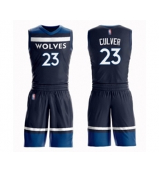Minnesota Timberwolves #23 Jarrett Culver Swingman Navy Blue Basketball Suit Jersey - Icon Edition