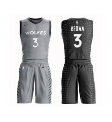 Minnesota Timberwolves #3 Anthony Brown Swingman Gray Basketball Suit Jersey - City Edition