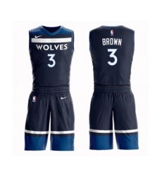 Minnesota Timberwolves #3 Anthony Brown Swingman Navy Blue Basketball Suit Jersey - Icon Edition