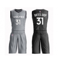 Minnesota Timberwolves #31 Keita Bates-Diop Swingman Gray Basketball Suit Jersey - City Edition