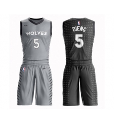 Minnesota Timberwolves #5 Gorgui Dieng Swingman Gray Basketball Suit Jersey - City Edition