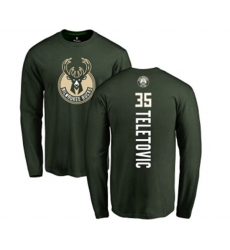 Milwaukee Bucks #35 Mirza Teletovic Green Backer Long Sleeve T-Shirt