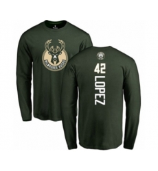 Milwaukee Bucks #42 Robin Lopez Green Backer Long Sleeve T-Shirt