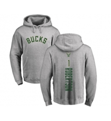 Milwaukee Bucks #1 Oscar Robertson Ash Backer Pullover Hoodie