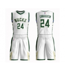 Milwaukee Bucks #24 Pat Connaughton Authentic White Basketball Suit Jersey - Association Edition