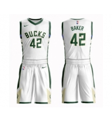 Milwaukee Bucks #42 Vin Baker Authentic White Basketball Suit Jersey - Association Edition