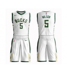 Milwaukee Bucks #5 D. J. Wilson Swingman White Basketball Suit Jersey - Association Edition