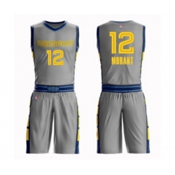 Memphis Grizzlies #12 Ja Morant Authentic Gray Basketball Suit Jersey - City Edition