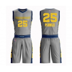 Memphis Grizzlies #25 Miles Plumlee Authentic Gray Basketball Suit Jersey - City Edition