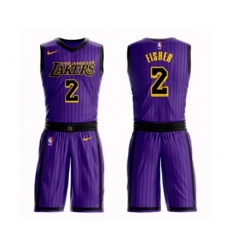 Los Angeles Lakers #2 Derek Fisher Swingman Purple Basketball Suit Jersey - City Edition