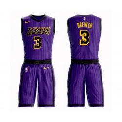 Los Angeles Lakers #3 Corey Brewer Authentic Purple Basketball Suit Jersey - City Edition