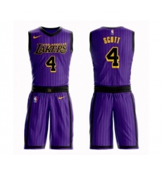 Los Angeles Lakers #4 Byron Scott Authentic Purple Basketball Suit Jersey - City Edition