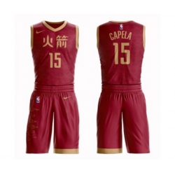 Houston Rockets #15 Clint Capela Authentic Red Basketball Suit Jersey - City Edition