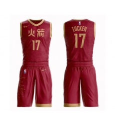 Houston Rockets #17 PJ Tucker Authentic Red Basketball Suit Jersey - City Edition