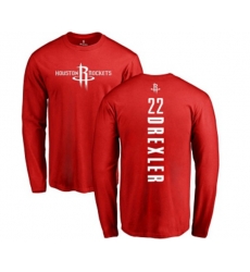 Houston Rockets #22 Clyde Drexler Red Backer Long Sleeve T-Shirt