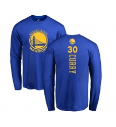 Golden State Warriors #30 Stephen Curry Royal Blue Backer Long Sleeve T-Shirt