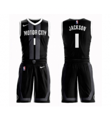 Detroit Pistons #1 Reggie Jackson Swingman Black Basketball Suit Jersey - City Edition