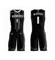Detroit Pistons #1 Tracy McGrady Authentic Black Basketball Suit Jersey - City Edition
