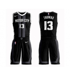 Detroit Pistons #13 Khyri Thomas Authentic Black Basketball Suit Jersey - City Edition