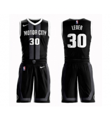 Detroit Pistons #30 Jon Leuer Authentic Black Basketball Suit Jersey - City Edition