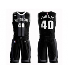 Detroit Pistons #40 Bill Laimbeer Swingman Black Basketball Suit Jersey - City Edition