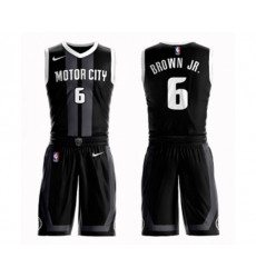 Detroit Pistons #6 Bruce Brown Jr. Swingman Black Basketball Suit Jersey - City Edition
