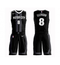 Detroit Pistons #8 Henry Ellenson Authentic Black Basketball Suit Jersey - City Edition