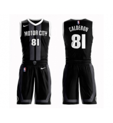 Detroit Pistons #81 Jose Calderon Authentic Black Basketball Suit Jersey - City Edition