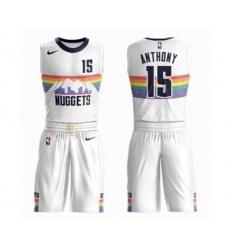 Denver Nuggets #15 Carmelo Anthony Authentic White Basketball Suit Jersey - City Edition