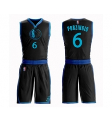 Dallas Mavericks #6 Kristaps Porzingis Authentic Black Basketball Suit Jersey - City Edition