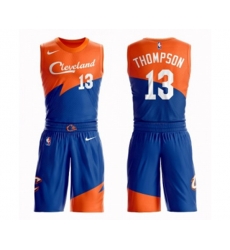 Cleveland Cavaliers #13 Tristan Thompson Authentic Blue Basketball Suit Jersey - City Edition