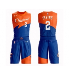 Cleveland Cavaliers #2 Kyrie Irving Authentic Blue Basketball Suit Jersey - City Edition