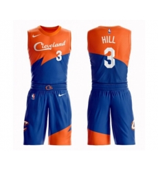 Cleveland Cavaliers #3 George Hill Authentic Blue Basketball Suit Jersey - City Edition