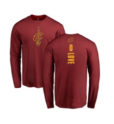 Cleveland Cavaliers #0 Kevin Love Maroon Backer Long Sleeve T-Shirt