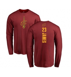 Cleveland Cavaliers #23 LeBron James Maroon Backer Long Sleeve T-Shirt