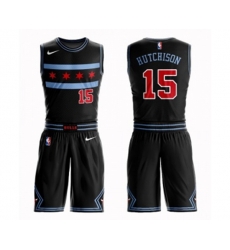Chicago Bulls #15 Chandler Hutchison Authentic Black Basketball Suit Jersey - City Edition