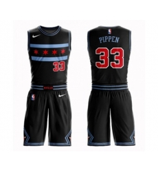 Chicago Bulls #33 Scottie Pippen Swingman Black Basketball Suit Jersey - City Edition