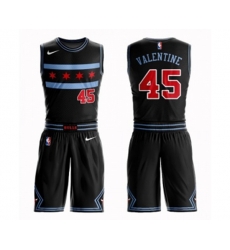 Chicago Bulls #45 Denzel Valentine Authentic Black Basketball Suit Jersey - City Edition