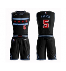 Chicago Bulls #5 John Paxson Authentic Black Basketball Suit Jersey - City Edition